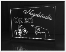 LED Schild Nagelstudio Aufsteller + Aufhnger