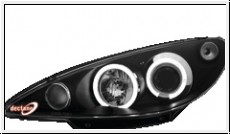 Angel Eye Scheinwerfer fr Peugeot 206 99-07 2 LED Standlichtringe black