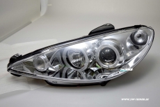 Angel Eye Scheinwerfer fr Peugeot 206 99-07 LED 2 Standlichtringe chrom