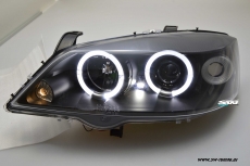 Angel Eye Scheinwerfer fr Opel Astra G mit 2 LED Standlichtringe black
