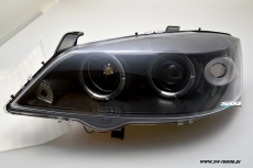 Angel Eye Scheinwerfer fr Opel Astra G mit 2 LED Standlichtringe black