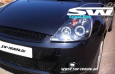 Angel Eye Scheinwerfer fr Ford Fiesta JH1 JD3 Mk6 02-05 LED Standlichtringe black