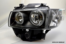 Angel Eye headlights for VW T4 97-03 with 2 halo rims black Long front car