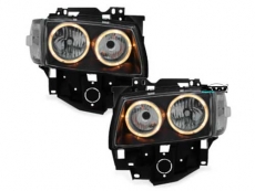 Angel Eye headlights for VW T4 97-03 with 2 halo rims black Long front car