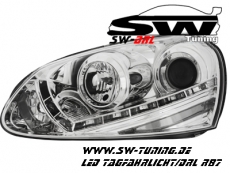 SW-DRL Scheinwerfer VW Golf 5 LED Tagfahrlicht R87 chrome