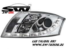 SW-DRL Scheinwerfer AUDI TT 8N mit LED Tagfahrlicht R87 chrome