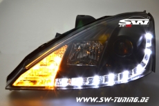 SW-DRL Scheinwerfer Ford Focus Mk1 01-04 LED Tagfahrlicht R87 black