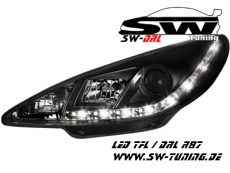 SW-DRL Scheinwerfer Peugeot 206 98-07 LED Tagfahrlicht R87 black
