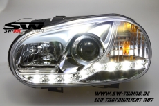 SW-DRL Scheinwerfer VW Golf IV 98-02 LED Tagfahrlicht R87 chrome