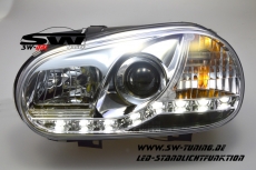 SW-DRL Scheinwerfer VW Golf IV 98-02 LED Tagfahrlicht R87 chrome