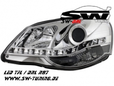 SW-DRL Scheinwerfer VW Polo 9N3 05/05-09 LED Tagfahrlicht chrome