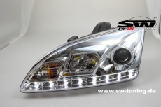 SW-DRL Scheinwerfer Ford Focus Mk2 04-08 LED Tagfahrlicht R87 chrom