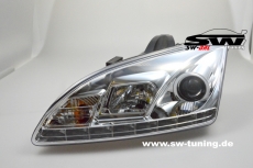 SW-DRL Scheinwerfer Ford Focus Mk2 04-08 LED Tagfahrlicht R87 chrom