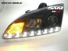 SW-DRL Scheinwerfer Ford Focus Mk2 04-08 LED Tagfahrlicht R87 Black