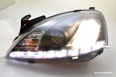 SW-DRL Scheinwerfer Opel Corsa C 01-06 LED Tagfahrlicht Black