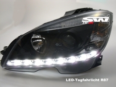 SW-DRL Scheinwerfer fr Mercedes C-Klasse W204 07-11 LED-TFL R87 black