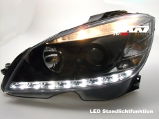 SW-DRL Scheinwerfer fr Mercedes C-Klasse W204 07-11 LED-TFL R87 black