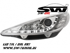 SW-DRL Scheinwerfer Peugeot 207 06-09 LED Tagfahrlicht R87 chrome