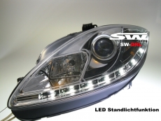 SW-DRL Scheinwerfer Seat Leon 1P1 09-13 LED Tagfahrlicht R87 chrom