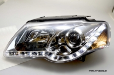 SW-Light Scheinwerfer fr VW Passat 3C B6 05-10 LED Tagfahrlicht chrom