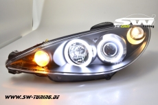 Angel Eye Scheinwerfer Peugeot 206 98-07 CCFL-SLR black