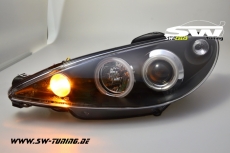 Angel Eye Scheinwerfer Peugeot 206 98-07 CCFL-SLR black