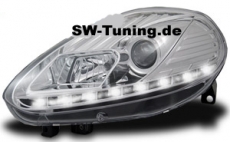 SW-DRL Scheinwerfer fr Fiat Punto Evo 10-13 LED Tagfahrlicht chrome
