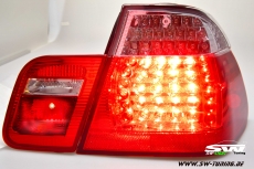 LED Rckleuchten fr 3er BMW E46 LCI Limo 02-04 red/crystal 4-teilig