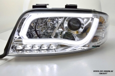 SW-LTube headlights Audi A6 4B FL 01-04 LED Lighttube chrome