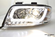 SW-LTube headlights Audi A6 4B FL 01-04 LED Lighttube chrome