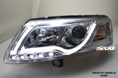 SW-DRLTube Xenon Scheinwerfer AUDI A6 4F 04-07 LED TFL R87 chrom Lighttube