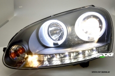 SW-Light Angel Eye Scheinwerfer VW Golf 5 03-08 CCFL-Standlichtringe black LED Leiste