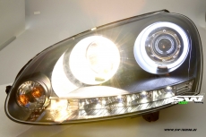 SW-Light Angel Eye Scheinwerfer VW Golf 5 03-08 CCFL-Standlichtringe black LED Leiste