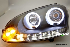 SW-Light Angel Eye Scheinwerfer VW Golf 5 03-08 CCFL-Standlichtringe black LED Leiste