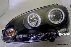 SW-Light Angel Eye Scheinwerfer VW Golf 5 03-08 CCFL-Standlichtringe black LED Leiste