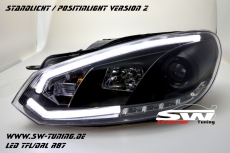 SW-DRLtube Scheinwerfer VW Golf VI 08-12 LED TFL R87 Lighttube black