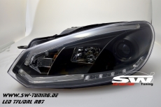 SW-DRLtube Scheinwerfer VW Golf VI 08-12 LED TFL R87 Lighttube black