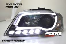 SW-DRLTube headlights Audi A3 8P Facelift 08-12 LED daytime-running-lamp black