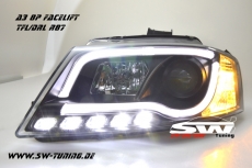 SW-DRLTube headlights Audi A3 8P Facelift 08-12 LED daytime-running-lamp black