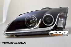 SW-CCFL Angel Eye Scheinwerfer Ford Focus Mk2 04-08 mit CCFL-Ringe LED Leiste black