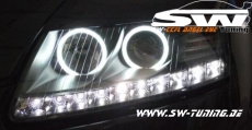 SW-CCFL Angel Eye Scheinwerfer Audi A6 Typ 4F 04-08 CCFL Standlichtringe Black