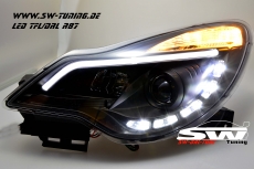 SW-DRLTube Scheinwerfer Opel Corsa D Facelift 11-15 LED TFL R87 / Lighttube black