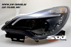 SW-DRLTube Scheinwerfer Opel Corsa D Facelift 11-15 LED TFL R87 / Lighttube black
