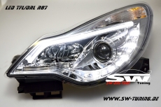 SW-DRLTube Scheinwerfer Opel Corsa D Facelift 11-15 LED TFL R87 / Lighttube chrom