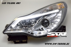 SW-DRLTube Scheinwerfer Opel Corsa D Facelift 11-15 LED TFL R87 / Lighttube chrom