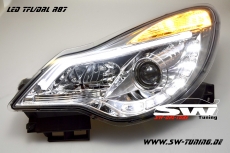 SW-DRLTube Scheinwerfer Opel Corsa D Facelift 11-15 LED TFL R87 / Lighttube chrom