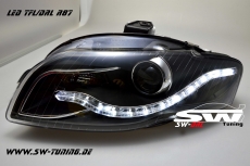 SW-DRL headlights AUDI A4 B7/8H Cabrio 04-08 LED-DRL R87 black