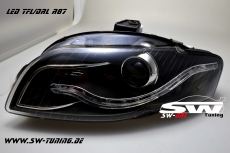 SW-DRL headlights AUDI A4 B7/8H Cabrio 04-08 LED-DRL R87 black