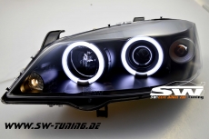 SW-CCFL Angel Eye Scheinwerfer Opel Astra G 2 CCFL Standlichtringe black