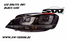 SW-DRLtube Scheinwerfer VW Golf VII 12-15 LED TFL R87 Black-Line black
